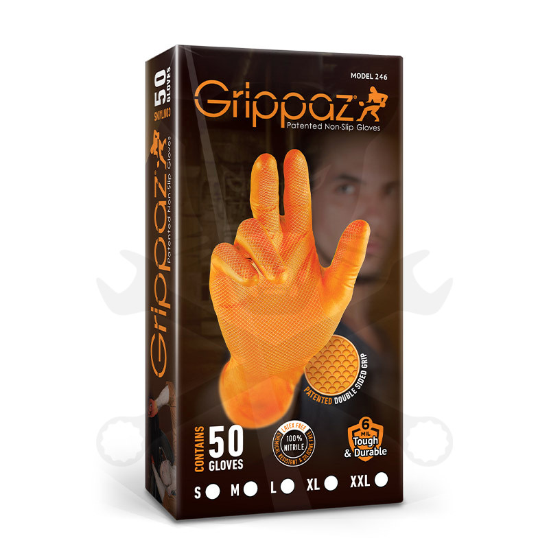 Kesztyű Grippaz 100% Nitril 10/XL - dobozos 50 db-os - NARANCS