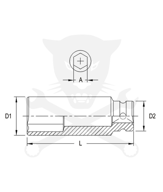 Légkulcsfej 1" 6 l.h. 90-es Genius