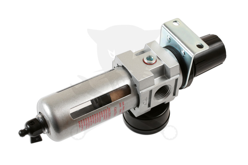 Levegőelőkészítő egység szűrő+szabályzó+óra - 1/2" BSP- 15 Bar