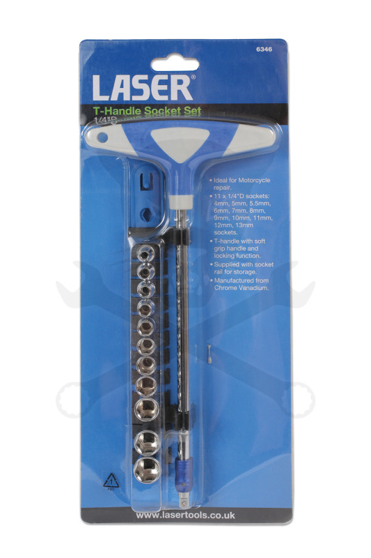 Dugókulcs készlet T-hajtókarral 1/4" - 12 db-os 4 - 13 mm Motorkerékpár