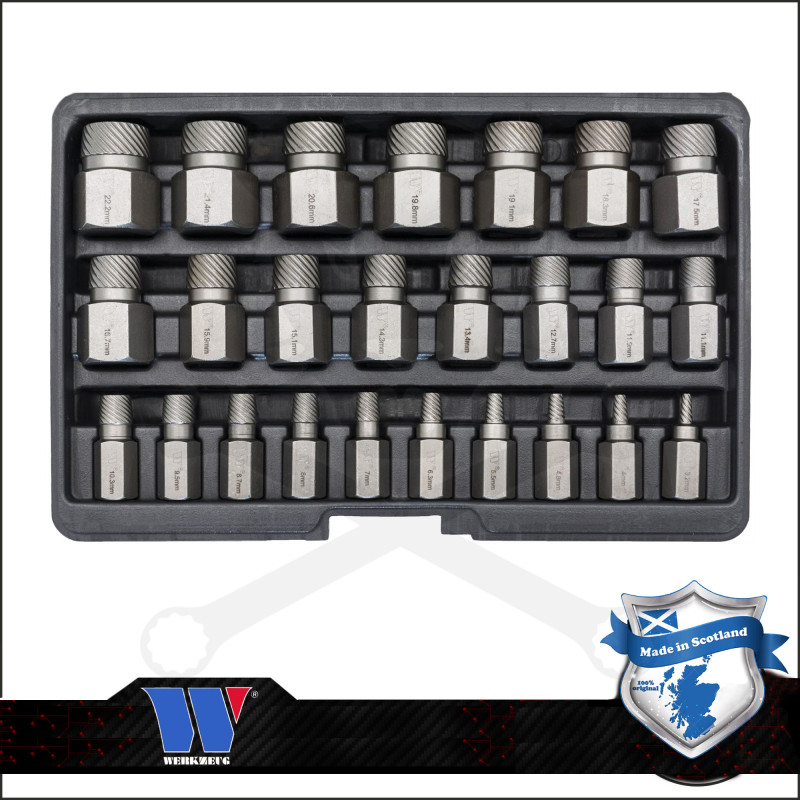 Csavarkiszedő készlet - sérült fejű csavarokhoz Torx-XZN-Imbusz 25 db-os