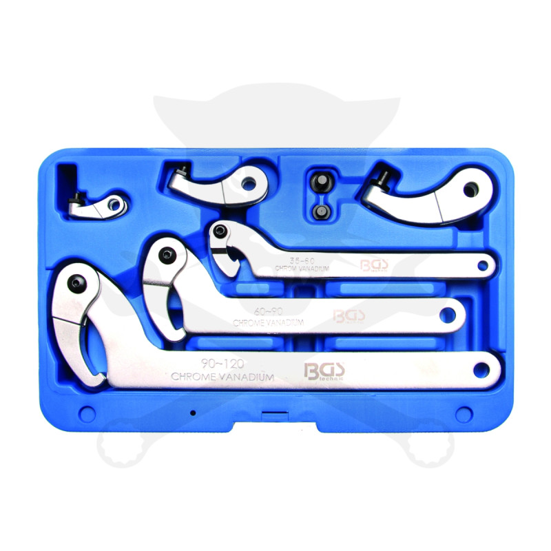 Körmöskulcs, orros készlet - cserélhető csapos és orros 8 db-os BGS