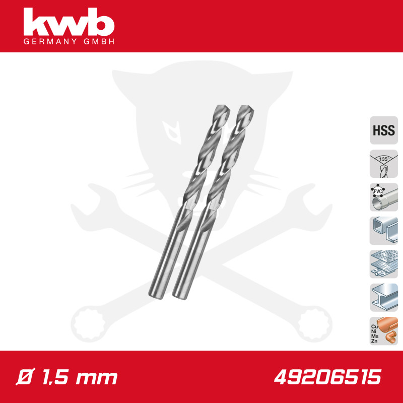 Csigafúró 1,5 mm HSS-G DIN 338 Silver Star, profi 2 db-os - KWB