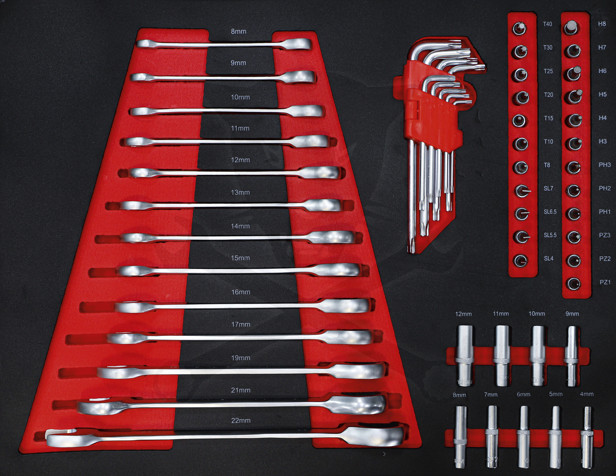 Szerszámos kocsi gyári-felszerelt 158 db-os 6 fiókos szekrény BF22