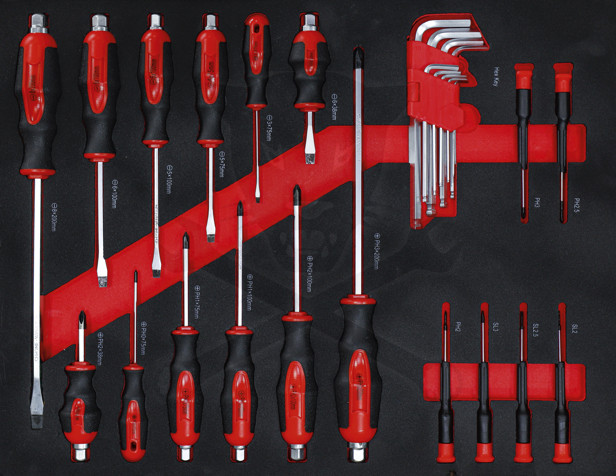 Szerszámos kocsi gyári-felszerelt 158 db-os 6 fiókos szekrény BF22