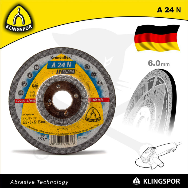 Tisztítókorong 125x6.0 mm A24 N Supra - acél - KLN