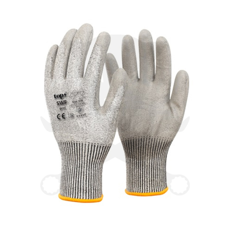 Kesztyű - szerelőkesztyű - szürke PU mártott vágásbizt. XL-es 10-es