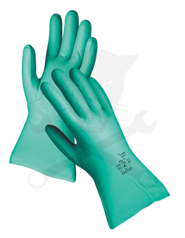 Alkatrészmosó Kesztyű vékony 0,38mm Nitril Grebe 33cm zöld 9-es