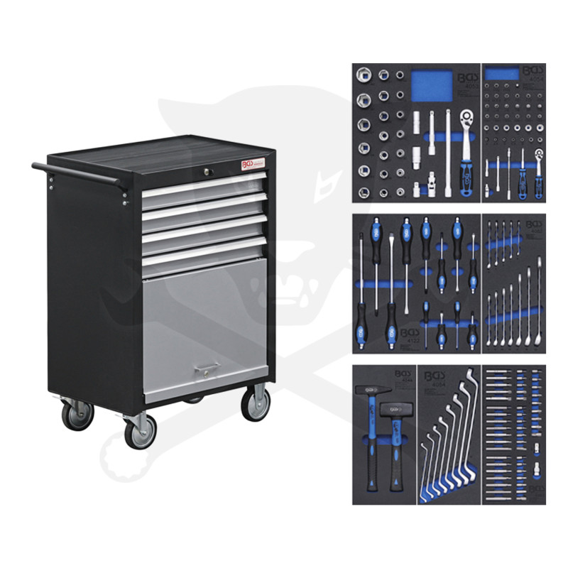 Szerszámos kocsi gyári-felszerelt 151 db 4 fiókos BGS