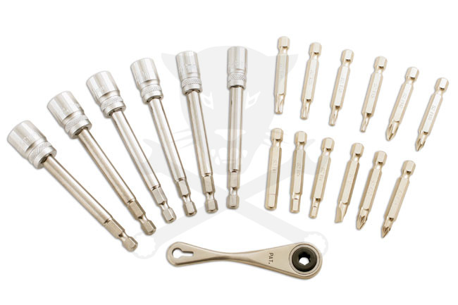 Motorkerékpár szerelő 19 db-os készlet1/4"-os rozsdamentes kis racsnival