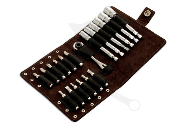 Motorkerékpár szerelő 19 db-os készlet1/4"-os rozsdamentes kis racsnival