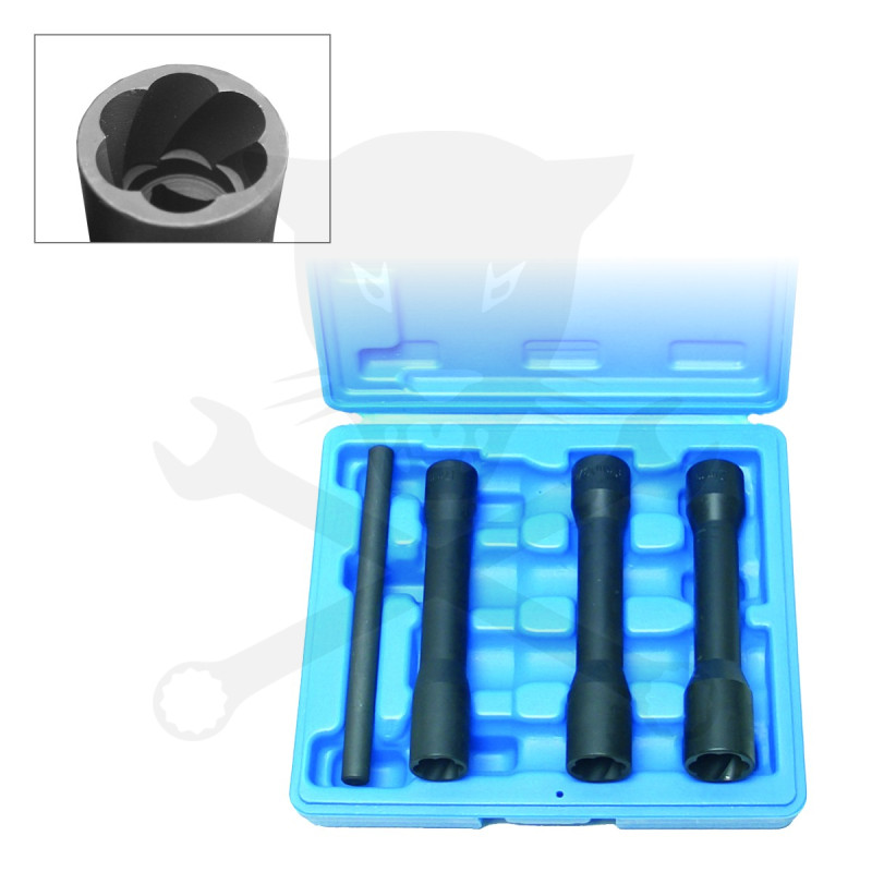 Csavarkiszedő és kerékőr leszedő kulcs készlet 3+1 db-os 1/2" hosszú BGS