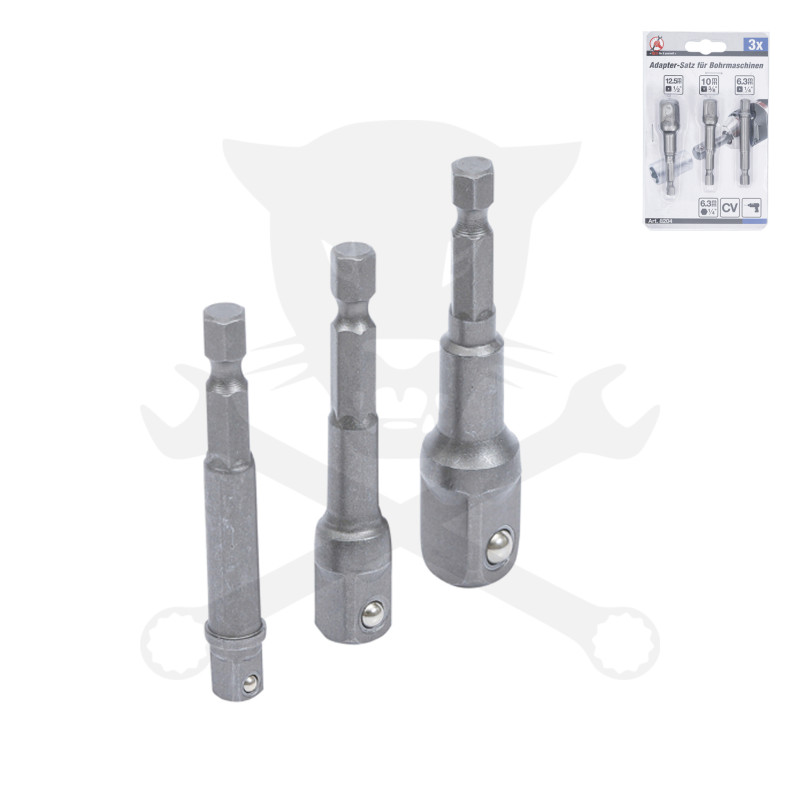 Adapter készlet fúrógéphez - csavarbehajtóhoz 1/4"-3/8"-1/2" - BGS