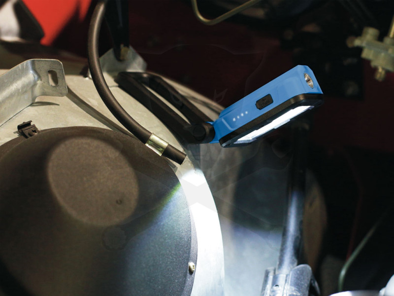 Szerelőlámpa - LED 02 COB akkus - USB - IPX5 összecsukható - Laser