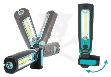 Szerelőlámpa LED 01 COB + 1 ledes dönthető profi akkus szerelőlámpa