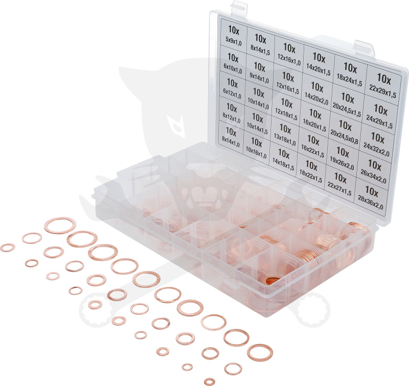 Tömítőgyűrű készlet réz 300 db-os rézalátét BGS