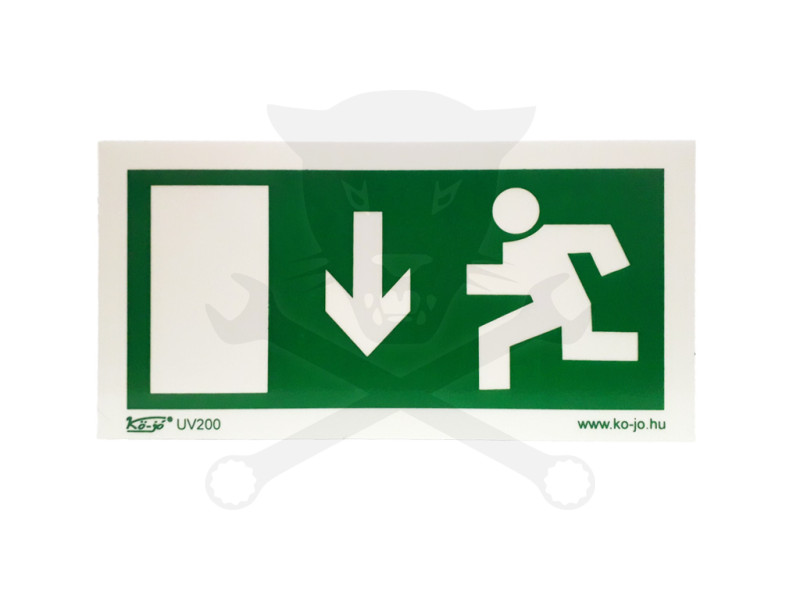 Tábla utánvilágítós öntapadós menekülési irány Le 200x100 UV200