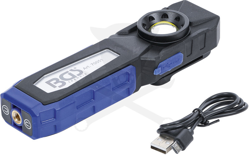 Szerelőlámpa LED 01 COB + 1 ledes dönthető akkus 10W szerelőlámpa -BGS