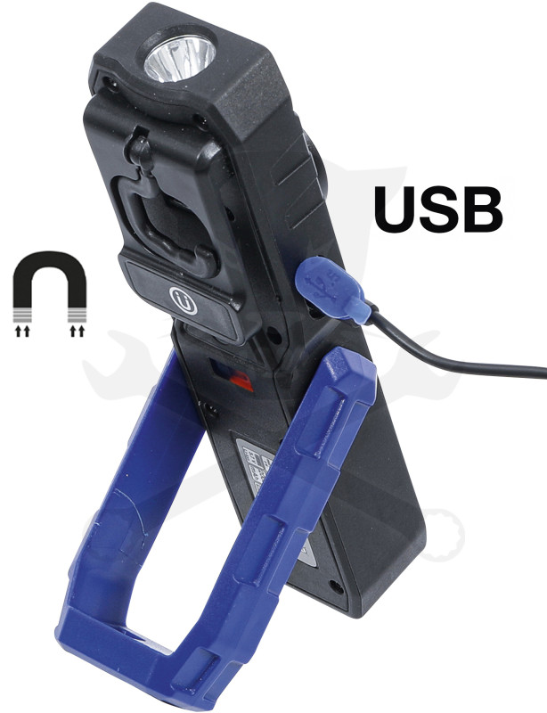 Szerelőlámpa LED 01 COB + 1 ledes dönthető akkus 10W szerelőlámpa -BGS