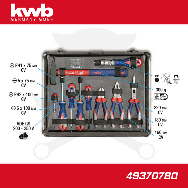Szerszámkészlet 129 db-os koffer készlet 1/2"-1/4" vegyes - KWB