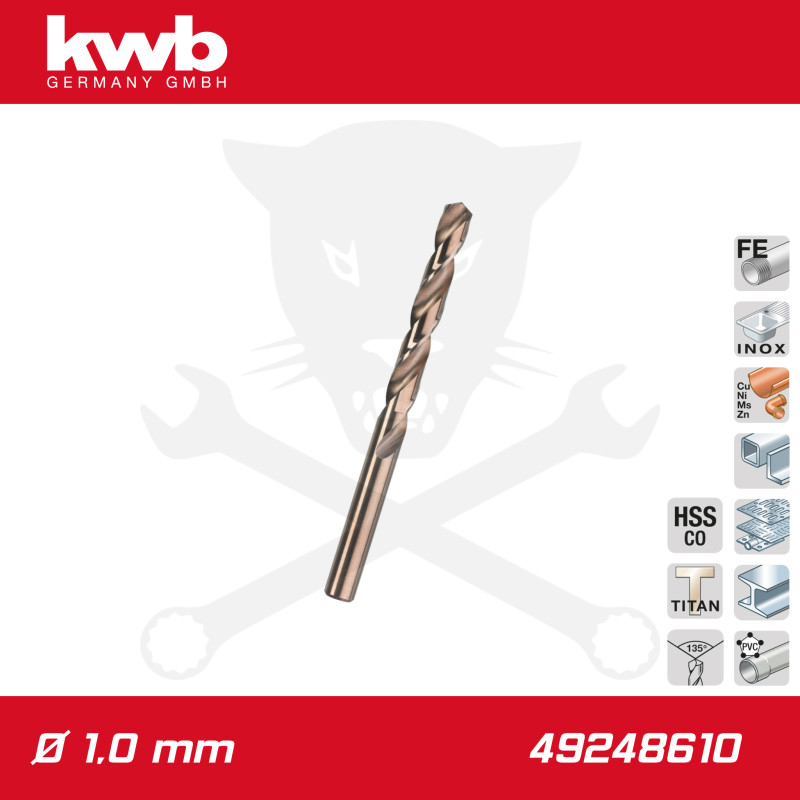 Csigafúró 1,0 mm HSS-G Co5 DIN 338 Twist, profi - KWB