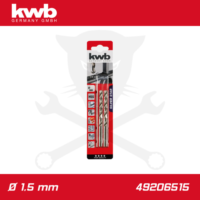Csigafúró 1,5 mm HSS-G DIN 338 Silver Star, profi 2 db-os - KWB