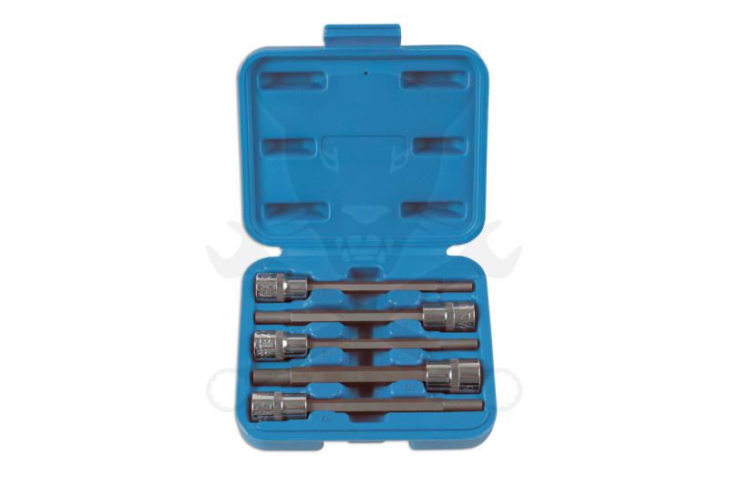 Dugókulcs - crowafej készlet 3/8" belső E-torx 5 db-os E4-E8 extra hosszú