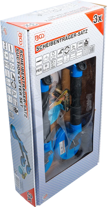 Üvegfogó tappancs 2+1 db-os dupla csuklós készlet + racsni - BGS