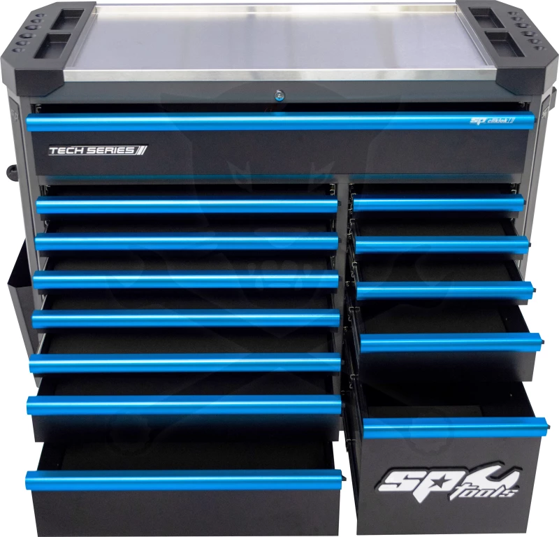 Szerszámos kocsi gyári-felszerelt 411 db-os 13 fiók TECH S. - SP Tools