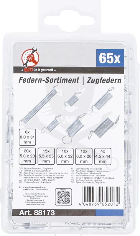 Rugó készlet 65 db-os - húzó rugók - BGS