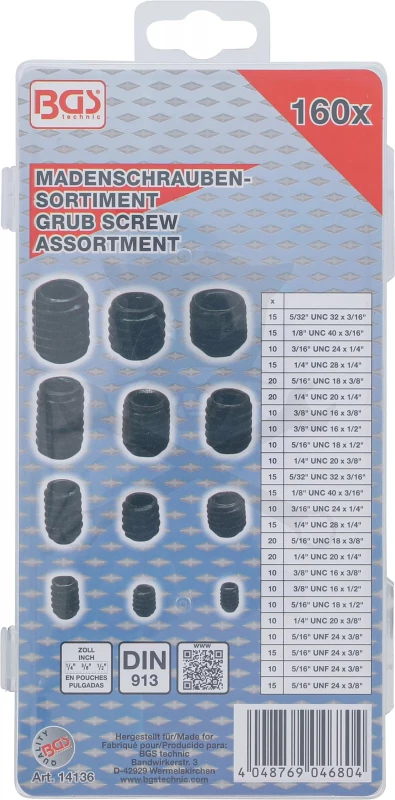 Hernyócsavar készlet 160 db-os colos