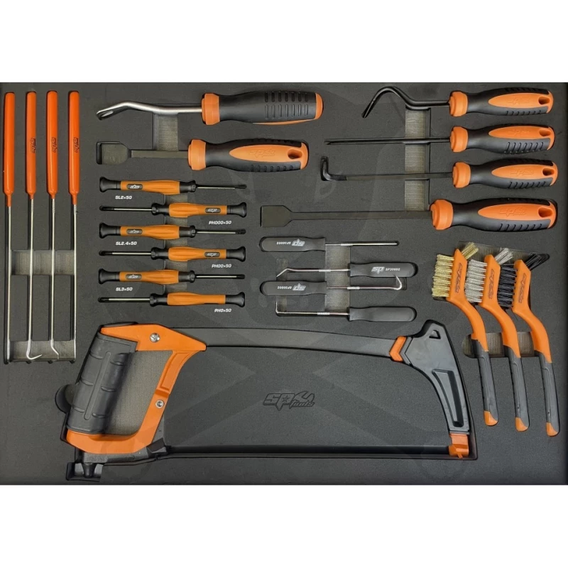 Szerszámos kocsi gyári-felszerelt 411 db-os 19 fiók CUSTOM S. PIROS -