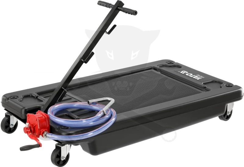 Olajleeresztő 65 literes műanyag, gurulós, tekerős olajpumpával -Yato