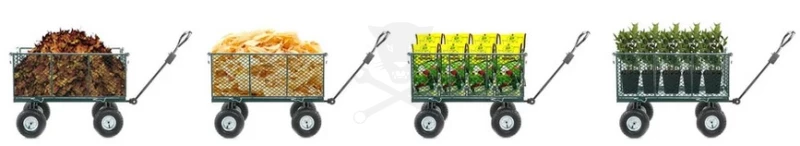 Kézikocsi 450 kg terhelhetőséggel rácsos oldalfal + ponyvás