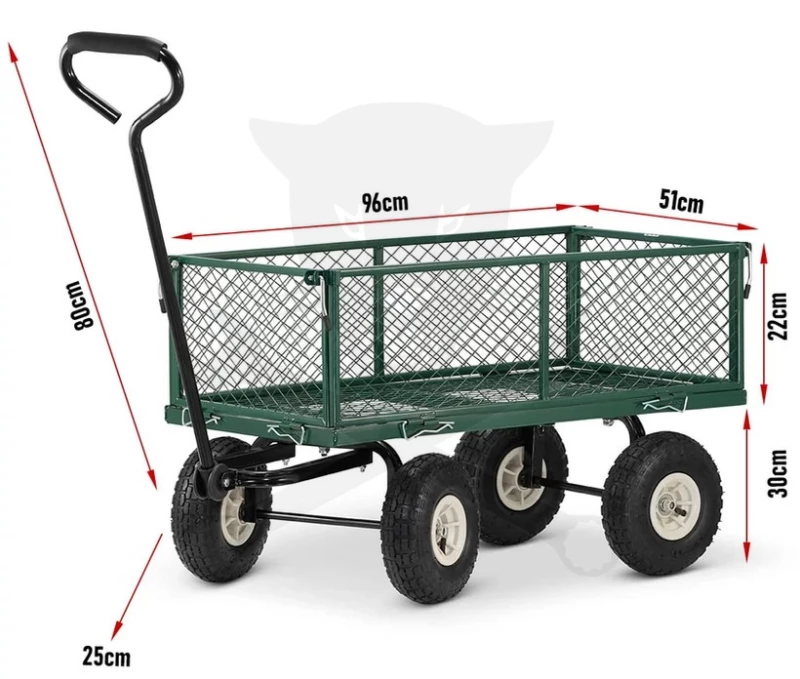 Kézikocsi 450 kg terhelhetőséggel rácsos oldalfal + ponyvás