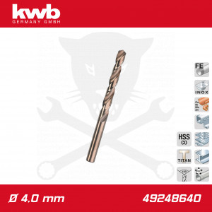 Csigafúró 4,0 mm HSS-G Co5 DIN 338 Twist, profi - KWB