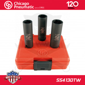 Légkulcsfej készlet 1/2" 3 db 17-21 mm metrikus hosszú 6 l. - Chicago