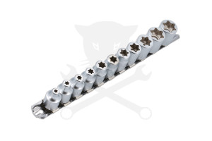 Dugókulcs - crowafej készlet 3/8" belső E-torx E5-E20 11 db-os, lapolt