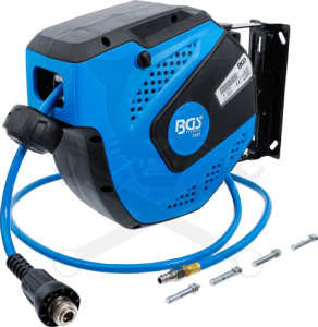 Levegőtömlő csévélődobbal 10 méteres 8 x 12 mm - falra szerelhető - BGS