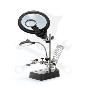 Paneltartó nagyítóval, csipeszekkel 5 LED, 360° forg. IP20,