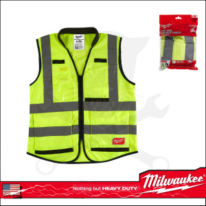 Jól láthatósági mellény fluo PRÉMIUM L/XL 15 zseb Milwaukee