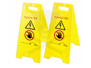 Tábla Figyelmeztető -Hybrid/Elektomos Gépjármű- nagyfeszültség -Tiltó