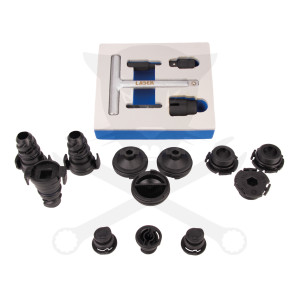 Olajleeresztő kulcs készlet + 12 db műanyag olajcsavar VAG-FORD-BMW-PSA