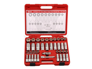 Dugókulcs - crowafej készlet 1/2" 6 lap 40 db-os Genius