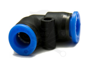 Levegős csatlakozó műanyag csőhöz, 90° könyök 12 mm