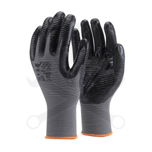 Kesztyű - szerelőkesztyű - szürke Nitril mártott bordáz teny 9/L