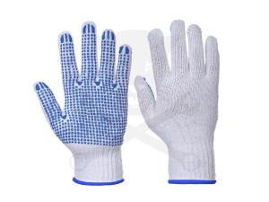 Kesztyű pöttyös kék pontozott pamut 10/XL-es A111