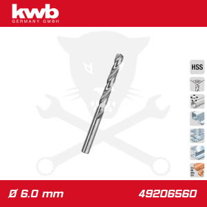 Csigafúró 6,0 mm HSS-G DIN 338 Silver Star, profi - KWB