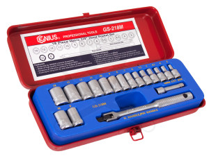 Dugókulcs készlet 1/4" 6 és 8 lap metrikus 18 db-os Genius