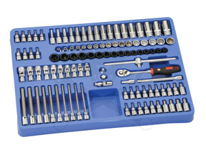 Tálcás Genius dugókulcs + rátűzőkulcs készlet 3/8" 106 db-os 1/1